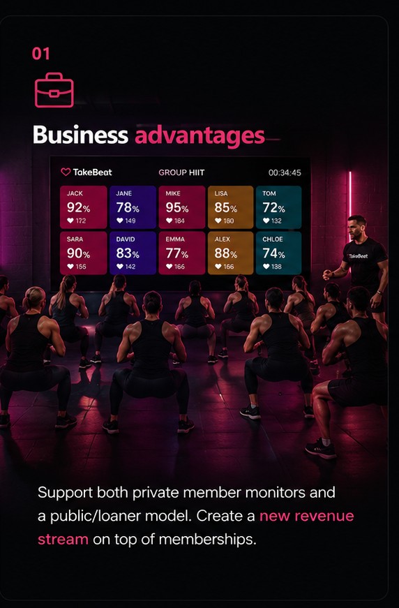 Business advantages — flexible private or loaner model, plus a new revenue line on top of memberships