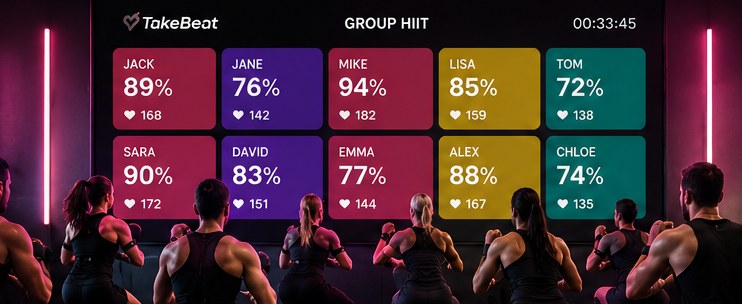TakeBeat live leaderboard during a group HIIT class